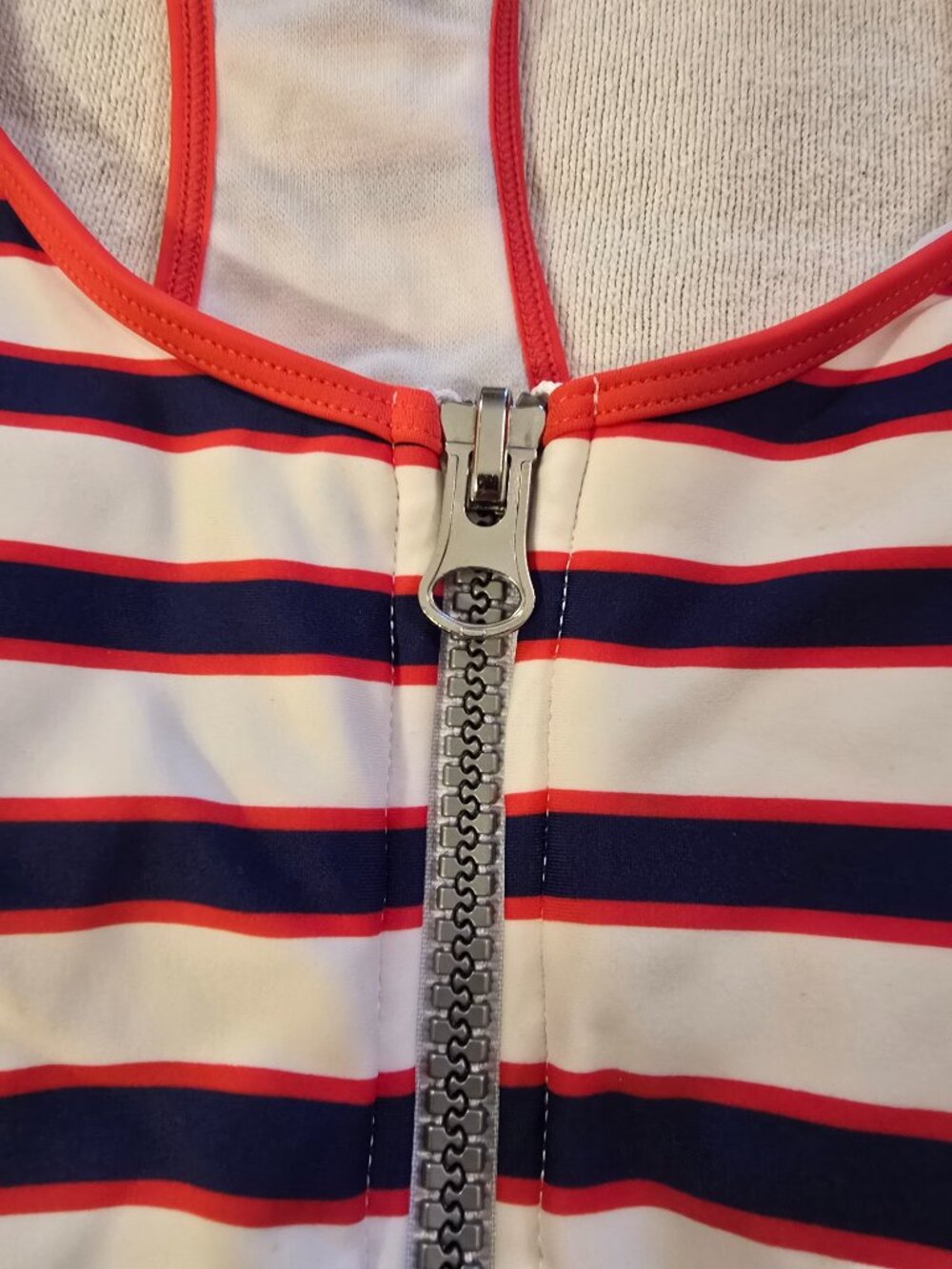 Smart And Sexy One Piece Swimsuit Striped Front Zip Athletic NWT Size Large - Picture 6 of 16